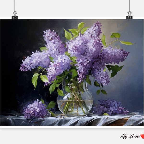 Lilacs in a Vase 6 - Counted Cross Stitch Patterns - Printable Chart PDF Format Needlework Embroidery Crafts DIY DMC color