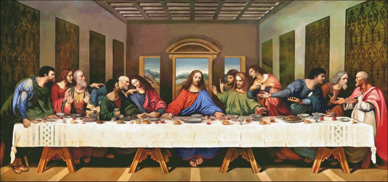 The Last Supper Medium Counted Cross Stitch Patterns Printable Chart PDF Format Needlework Embroidery Crafts DIY DMC color image 2