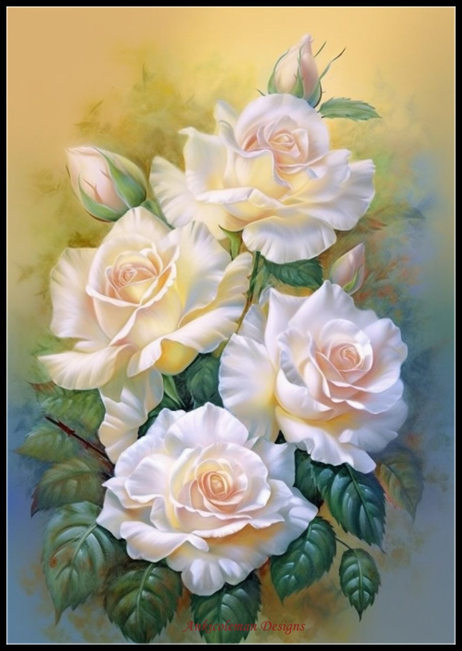 Delicate White Roses 4 - Counted Cross Stitch Patterns - Printable ...