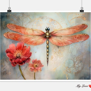Dragonfly - Counted Cross Stitch Patterns - Printable Chart PDF Format Needlework Embroidery Crafts DIY DMC color