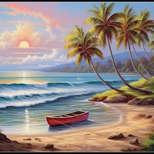 Desert Island - Getelde kruissteekpatronen - Afdrukbare grafiek PDF-formaat Handwerk Borduurambachten DIY DMC-kleur