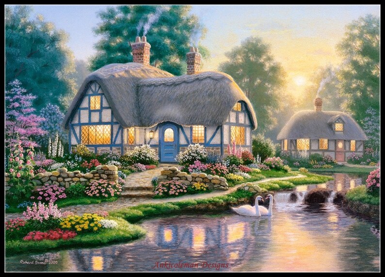 DIY Chart Counted Cross Stitch Patterns Needlework Embroidery Great Cottage