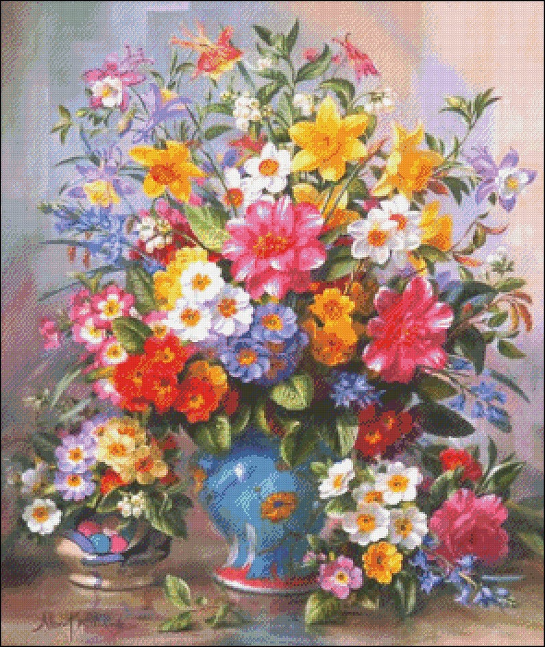 Blue Vase - Counted Cross Stitch Patterns - Printable Chart PDF Format ...
