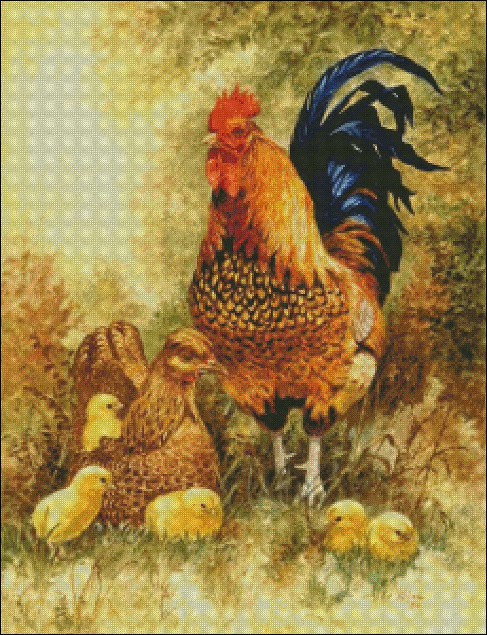Chicken Family Counted Cross Stitch Patterns Printable Chart PDF Format ...