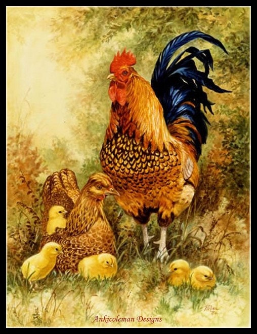 Chicken Family Counted Cross Stitch Patterns Printable Chart PDF Format ...
