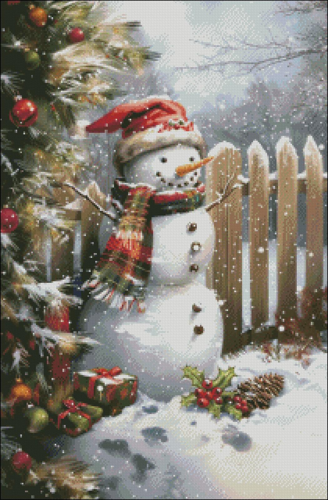 Christmas Snowman 10 - Counted Cross Stitch Patterns - Printable Chart ...