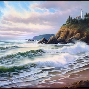 Ocean Waves - Counted Cross Stitch Patterns - Printable Chart PDF Format Needlework Embroidery Crafts DIY DMC color