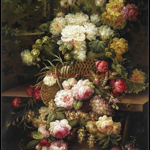 Boeket bloemen in een vaas - Getelde kruissteekpatronen - Afdrukbare grafiek PDF-formaat Handwerk Borduurambachten DIY DMC-kleur