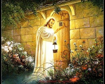 Jesus Knocking at the House - Counted Cross Stitch Patterns - Printable Chart PDF Format Needlework Embroidery Crafts DIY DMC color