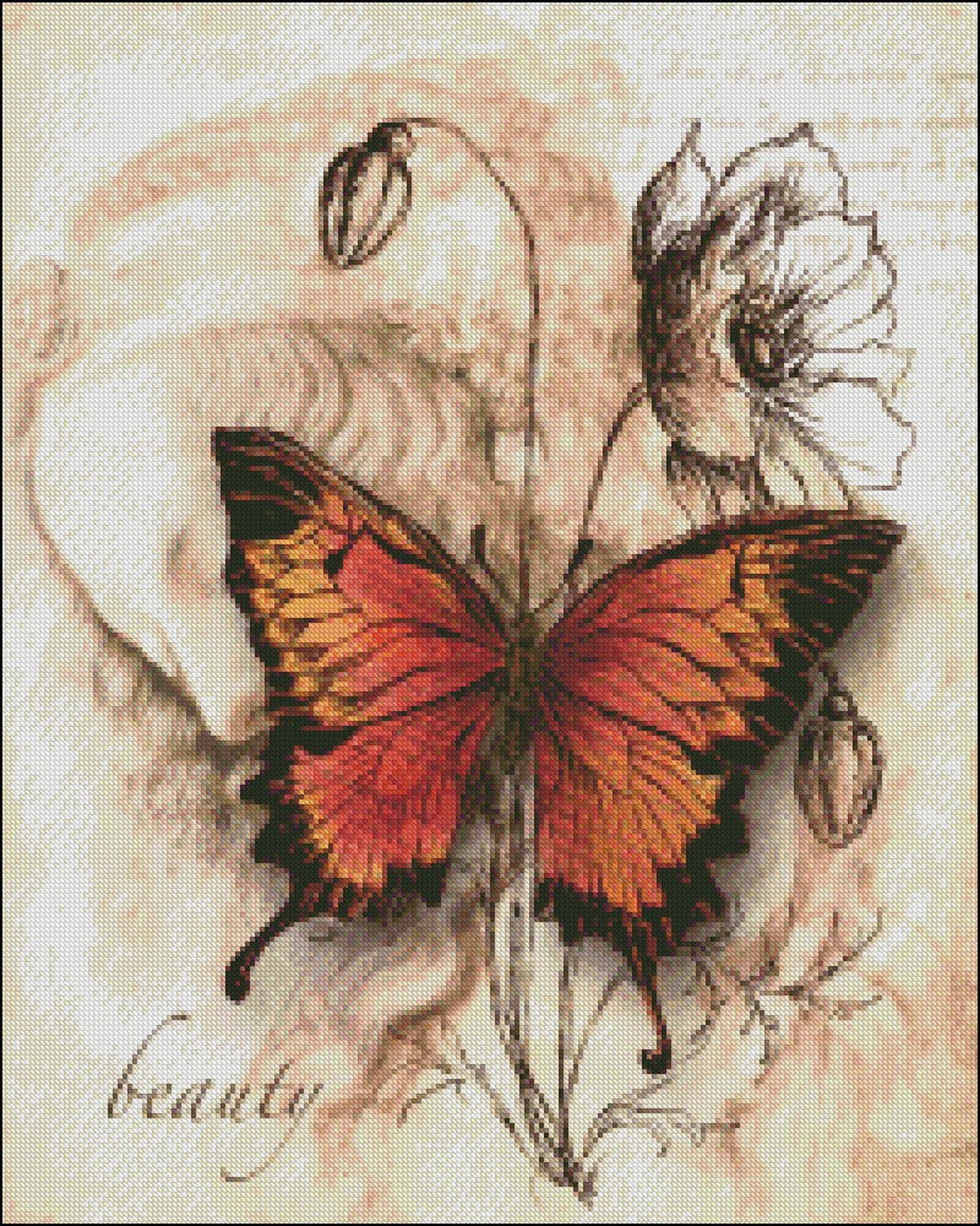 Butterfly Portrait Counted Cross Stitch Patterns Printable Etsy