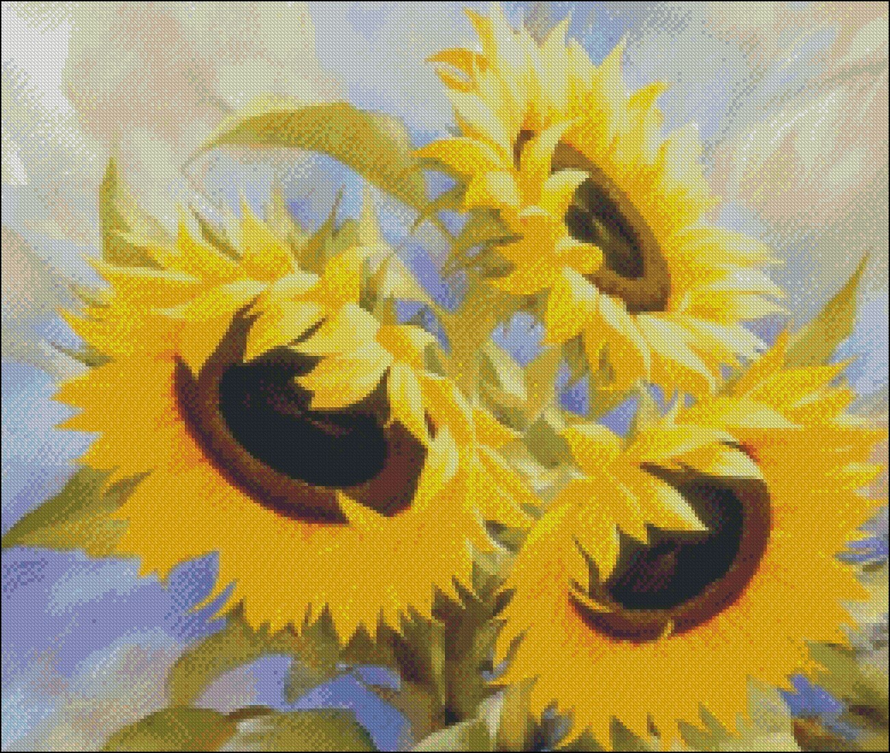 Van Gogh Sunflowers Cross Stitch Pattern, Fine Art Reproduction