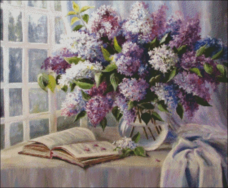 Lilac Vase and Jewelry - Counted Cross Stitch Patterns - Printable ...