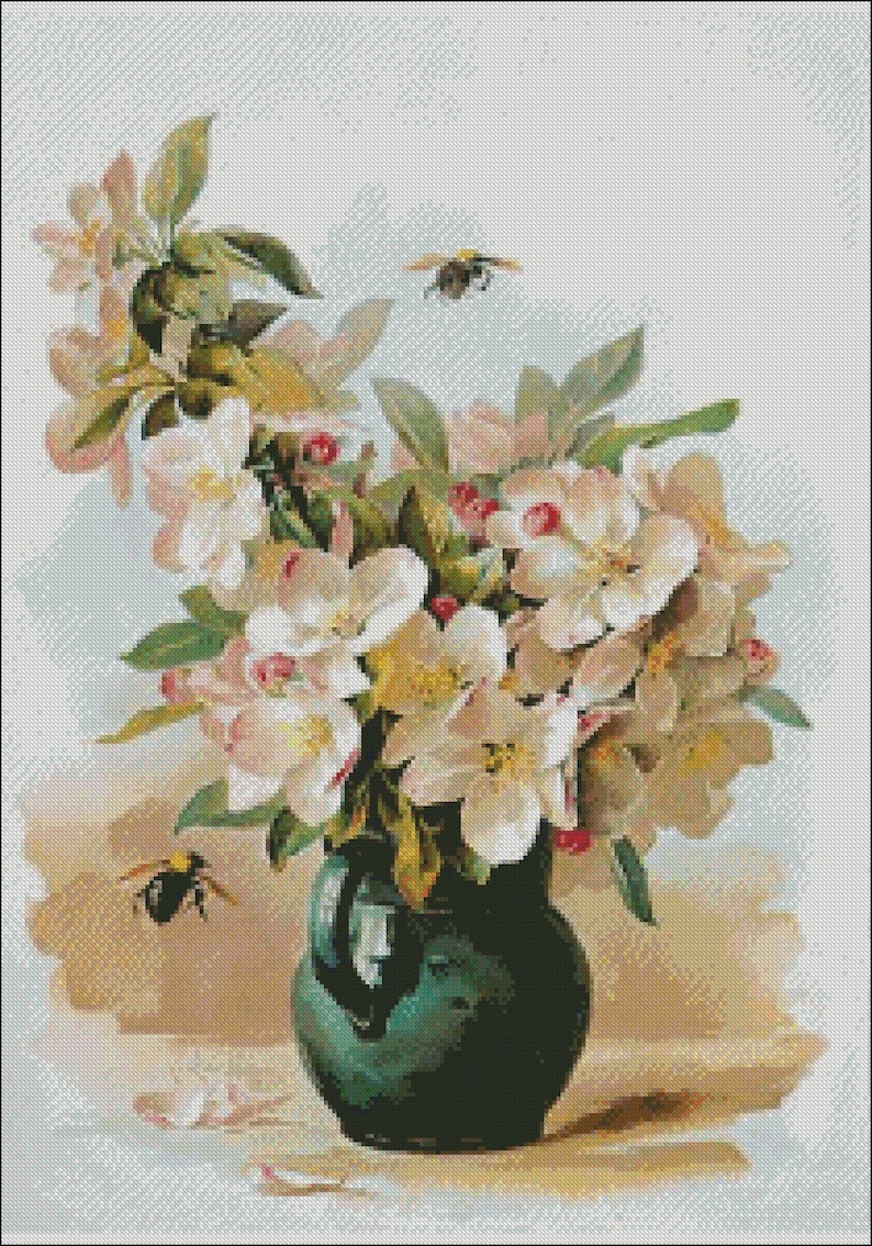 Apple Blossoms Counted Cross Stitch Patterns Printable Etsy