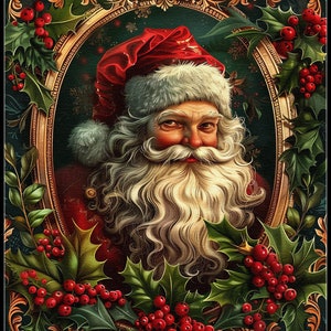 Vintage Kerstman - Getelde kruissteekpatronen - Afdrukbare grafiek PDF-formaat Handwerk Borduurambachten DIY DMC-kleur