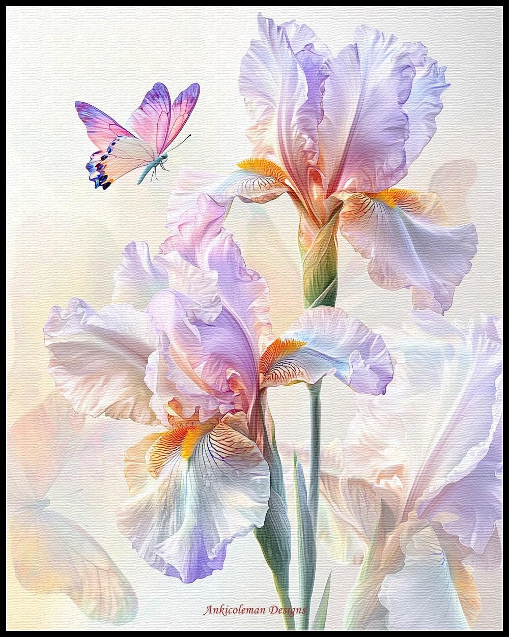 Ethereal Irises 1 - Counted Cross Stitch Patterns - Printable Chart PDF ...