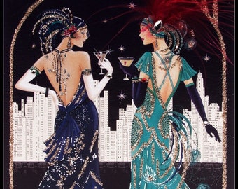 Art Deco Ladies - Birthday - Counted Cross Stitch Patterns - Printable Chart PDF Format Needlework Embroidery Crafts DIY DMC color