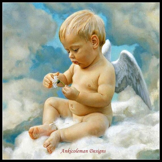 Counted Cross Stitch Patterns Printable Chart PDF Format Needlework Embroidery Crafts DIY DMC color Angel Baby