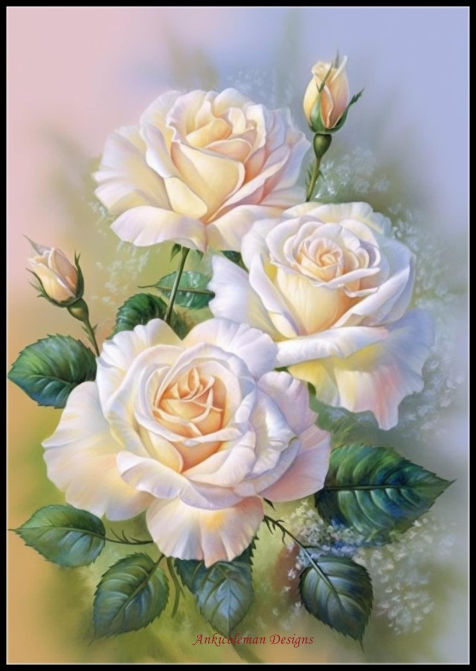 Delicate White Roses 2 Counted Cross Stitch Patterns Printable Chart ...