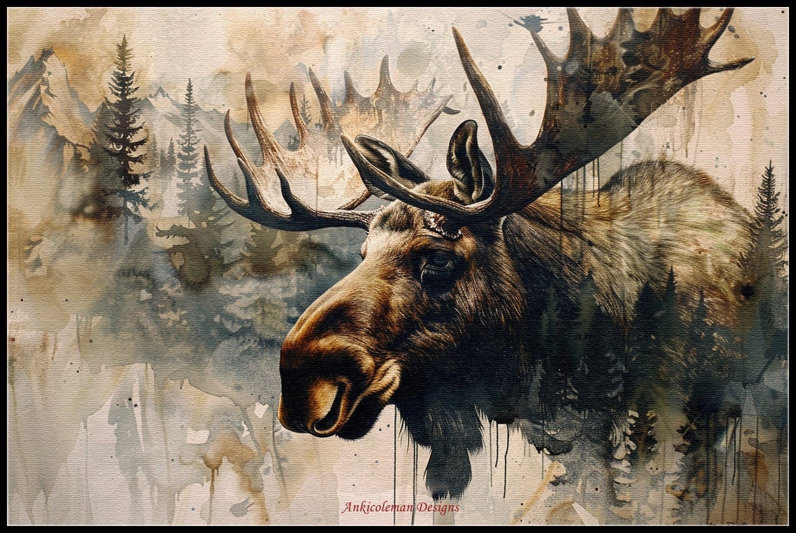 Bull Moose Head - Counted Cross Stitch Patterns - Printable Chart PDF ...