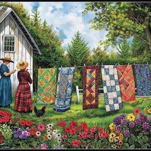 Quilts in the Backyard 2 - getelde kruissteekpatronen - afdrukbare grafiek pdf-formaat handwerken borduren ambachten DIY DMC kleur