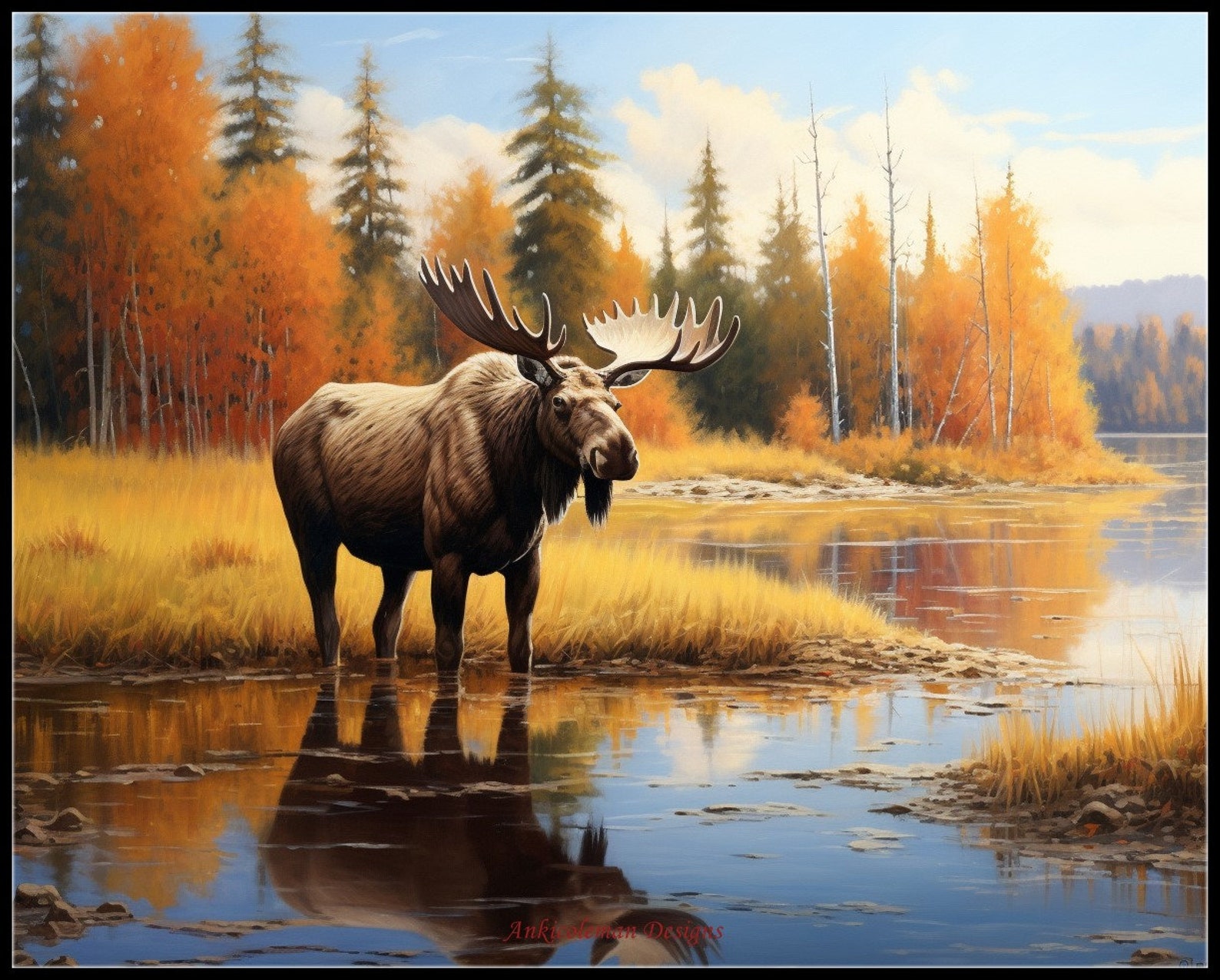 Moose in Autumn - Counted Cross Stitch Patterns - Printable Chart PDF ...