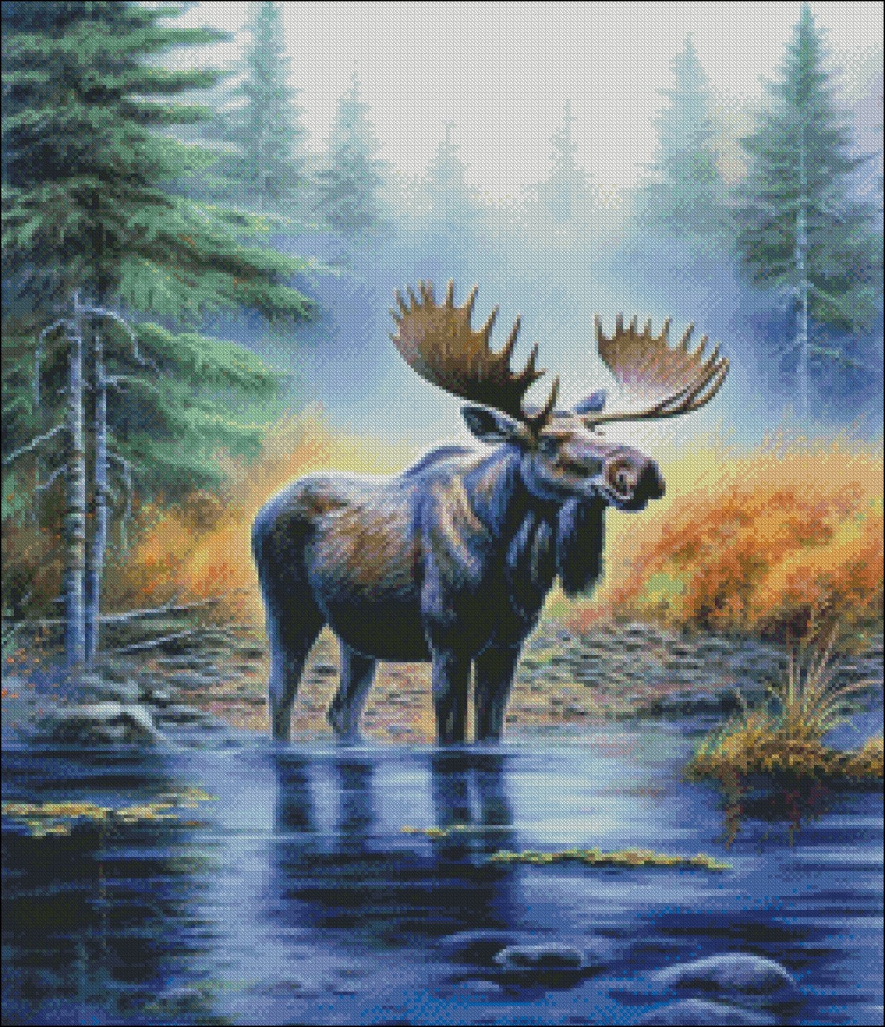 Moose in Water 2 - Counted Cross Stitch Patterns - Printable Chart PDF ...
