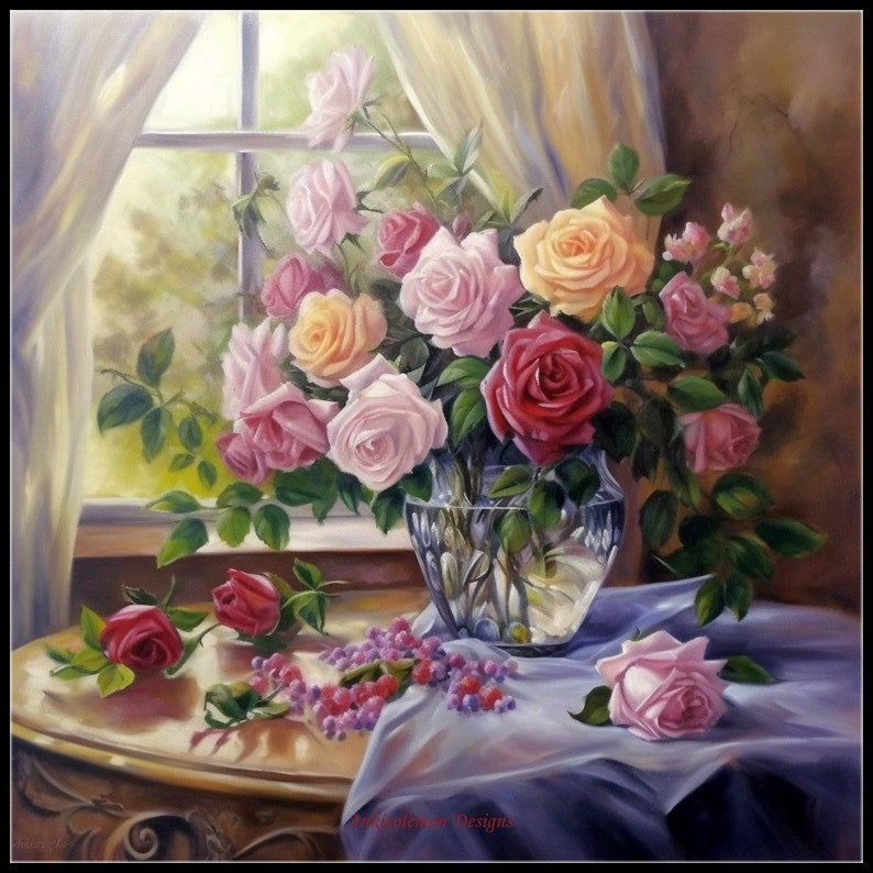 Petals and Posies Counted Cross Stitch Patterns Printable Chart PDF