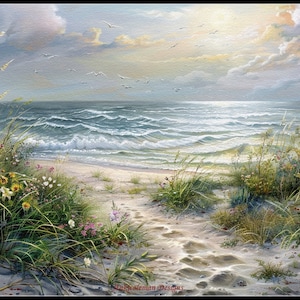 Zomerzonnewende op het strand - Getelde kruissteekpatronen - Afdrukbare grafiek PDF-formaat Handwerken Borduren Ambachten DIY DMC kleur