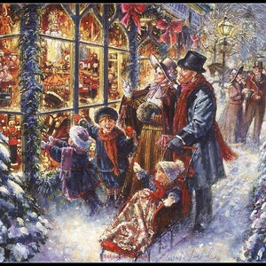 Viktorianisches Weihnachtsdorf - Kreuzstichmuster Zählmuster - druckbare Tabelle im PDF-Format Handstickerei Basteln DIY DMC color
