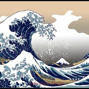 The Great Wave Off Kanagawa - Getelde kruissteekpatronen - Afdrukbare grafiek PDF-formaat Handwerken Borduren Ambachten DIY DMC kleur