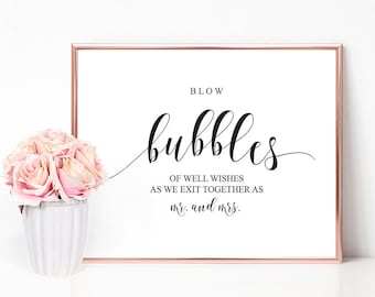 Wedding Bubbles | Well Wishes, Bubbles Sign, Bubbles Send Off, Wedding Bubbles Sign, Blow Bubbles Sign, Bubbles Send Off Sign, Wedding Sign