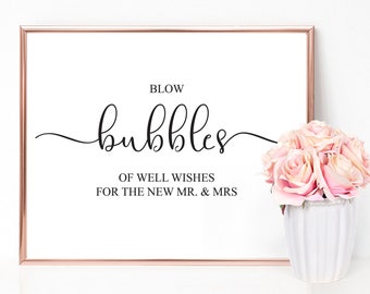 Wedding Bubbles | Bubbles Sign, Well Wishes, Bubbles Send Off, Wedding Bubbles Sign, Blow Bubbles Sign, Bubbles Send Off Sign, Wedding Sign