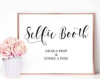 Selfie Booth Sign | Wedding Sign, Photo Booth, Photobooth Sign, Selfie Station, Selfie Station Sign, Photo Booth Props, Printable Sign, PDF