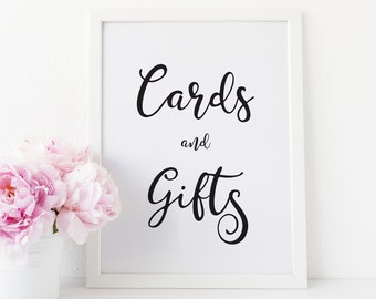 Cards and Gifts Sign Template Wedding Bridal Shower - Etsy