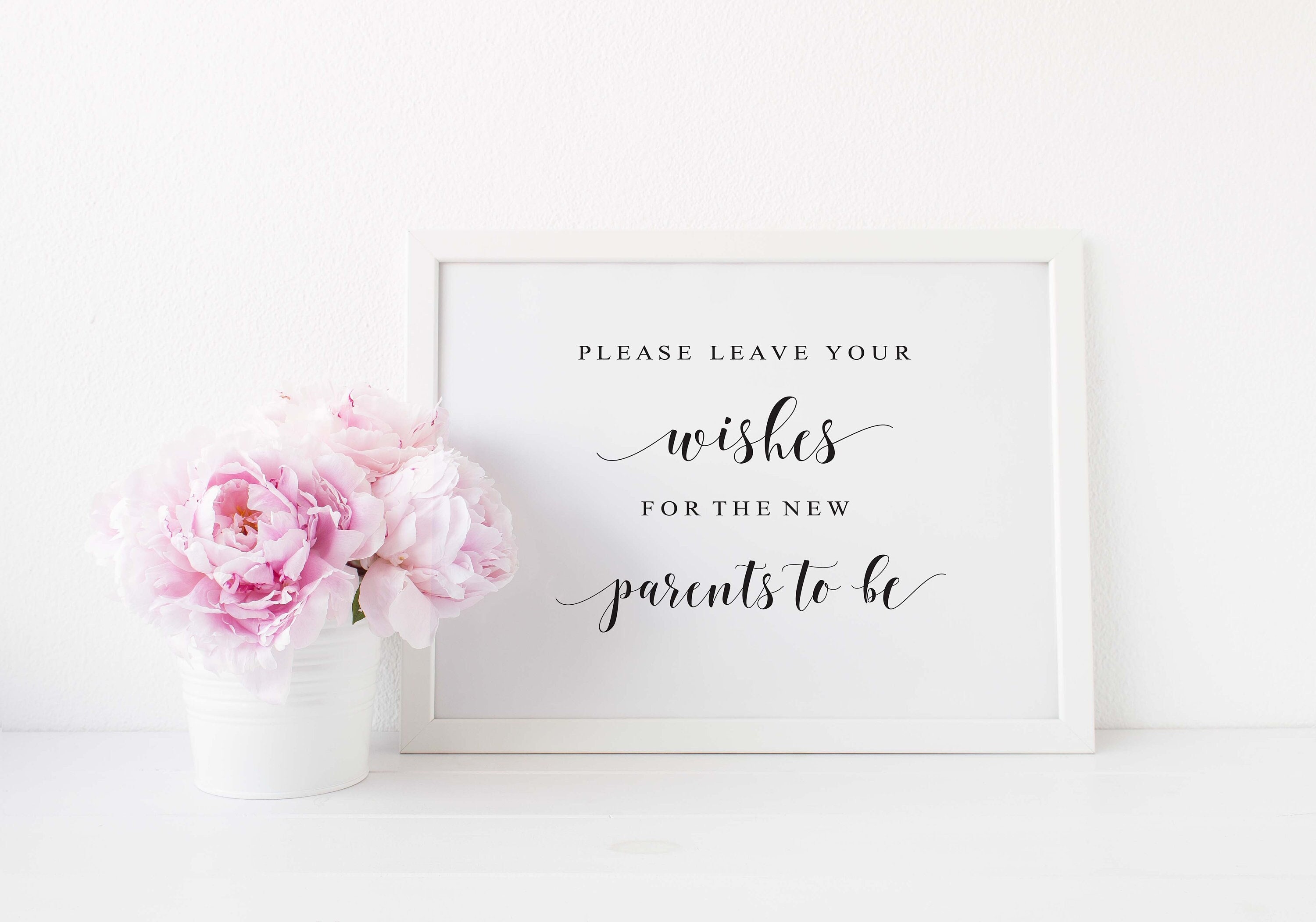 Bitte hinterlassen Sie Ihre Wünsche für die neuen Eltern, hinterlassen Sie Ihre Wünsche, hinterlassen Sie bitte Ihr, Wunschschild, Eventschild, Well Wishes Sign, PDF
