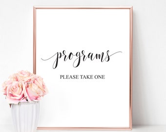 Ceremony Sign | Program Sign, Wedding Sign, Wedding Program Sign, Wedding Programs, Programs Sign, Please Take One, Wedding Welcome Signs