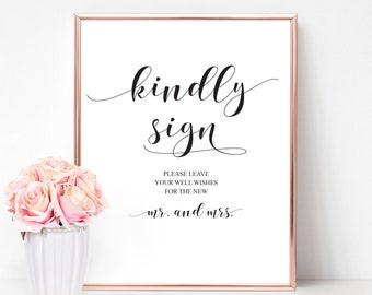 Freundlicher Schild | Gästebuch Schild, Hochzeit Schild, Empfang Schild, Gästebuch Schild, bitte unterschreiben, Unser Gästebuch signieren, Well Wishes Schild