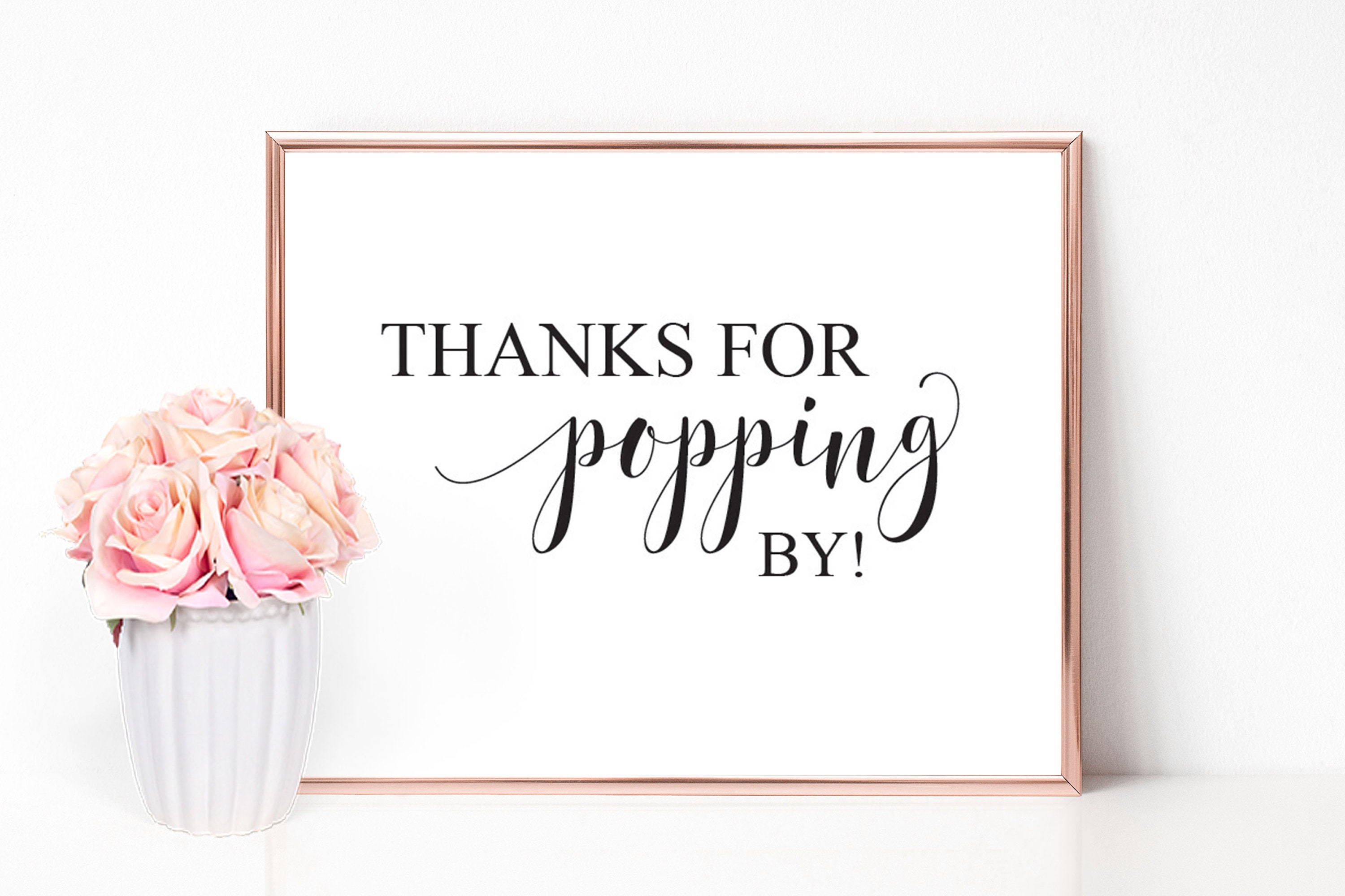 Thanks For Popping By Sign | Printable Sign, Baby Shower Popcorn Sign, Printable Wedding Popcorn, Shower Favor Popcorn, Popcorn Bar Sign