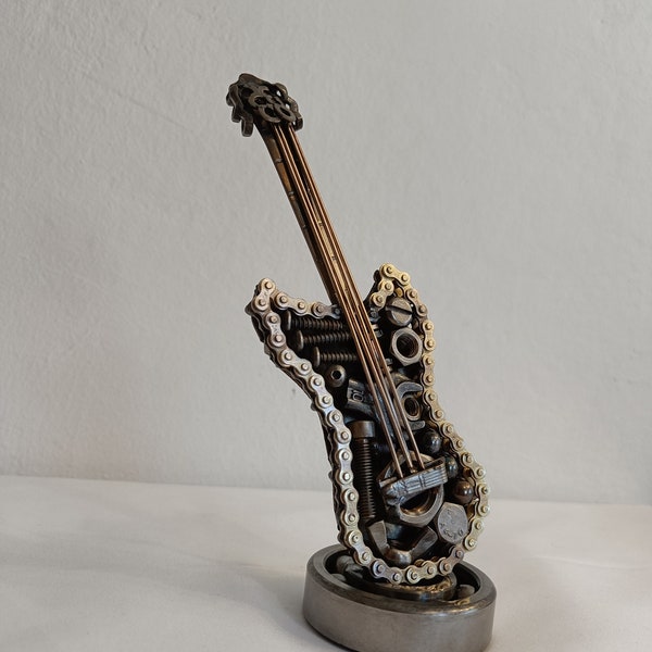 Unique Guitar from Scrap Metal | Handcrafted Recycled Guitar | Industrial Art Upcycled Scrap Metal Guitar | Handmade Decor | Unique Gift