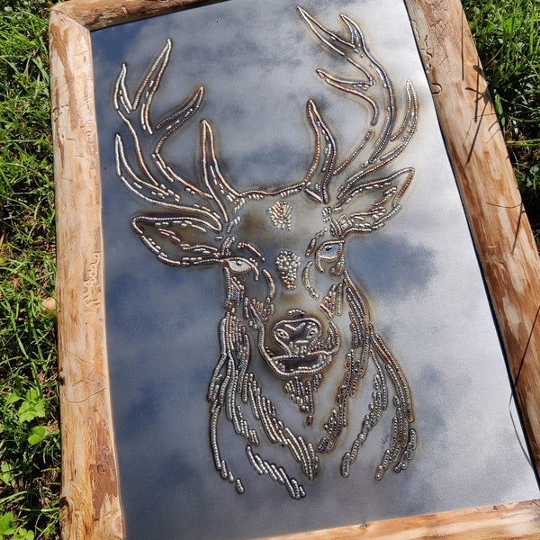 Welded Deer in Frame | Handmade Wall Art | Rustic Wildlife Decor | Unique Gift Idea | Metal Art | Wall Hangings