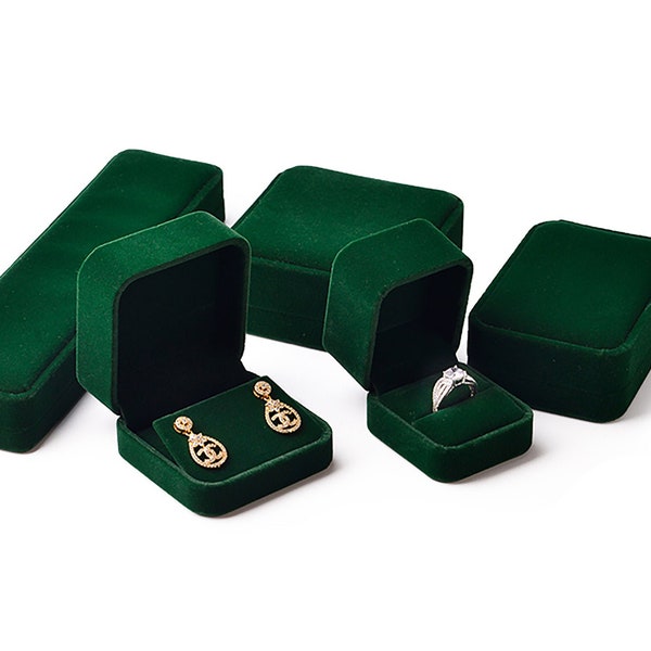 Emerald Green Jewelry Gift Box, Jewelry Packaging Box,Earring Box,Necklace Box, Bangle Box,Luxury Velvet Jewelry Box for Jewelry Display