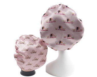 Custom Logo Satin Bonnets for women Double Layer Baby Bonnet, Designer bonnets, Sleeping hat bonnet with lining,Satin Silk head cover bonnet
