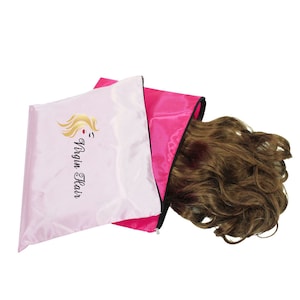 20 Custom Zipped Satin Hair Pouches,Hair Storage Pouch, Hair Collection bags,Zipper Satin Pouches for Wigs Protecting,Hair packaging bag