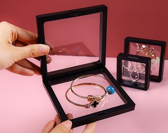 Jewelry Sealed Storage Box,Easy Jewelry Organize No Oxidation Suspended Floating Display Box,Brooch Hairpin Bracelet Ring Necklace Organizer