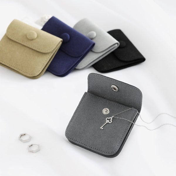 Bolsa de joyería con divisor, bolsillo de joyería de microfibra con agujeros para pendientes, bolsas de joyería personalizadas, bolsillo de joyería, organizador de joyas