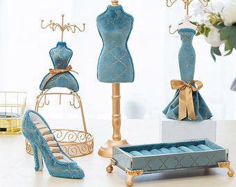 Graceful Jewelry Display Set for Necklace Earring Rings Vintage Jewelry Sofa High Heel Coat Hanger Holder Jewelry Hanger Jewelry Organizer