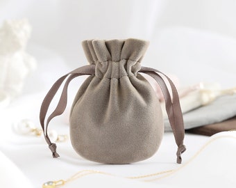 9 Colors Plush Drawstring Pouch, Ribbon drawstring pouch for jewelry packaging, Round bottom drawstring pocket, Wedding Gift favor, gift bag