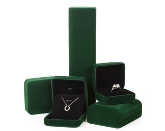 Velvet Jewelry Box Green/Brown/Gray Jewelry Gift Box, Jewelry Wrapping box, Ring Pendant Bracelet Necklace Velvet Box