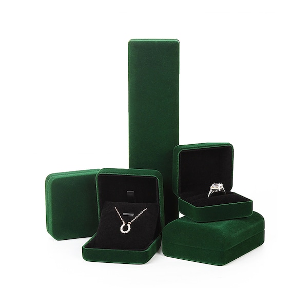 Velvet Jewelry Box Green/Brown/Gray Jewelry Gift Box, Jewelry Wrapping box, Ring Pendant Bracelet Necklace Velvet Box