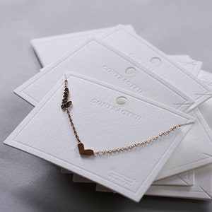 500 tarjetas de exhibición de collares personalizadas, tarjetas de joyería personalizadas, tarjetas de joyería blancas de 6 x 8 cm, tarjetas de embalaje de pulseras, tarjetas de embalaje de joyería